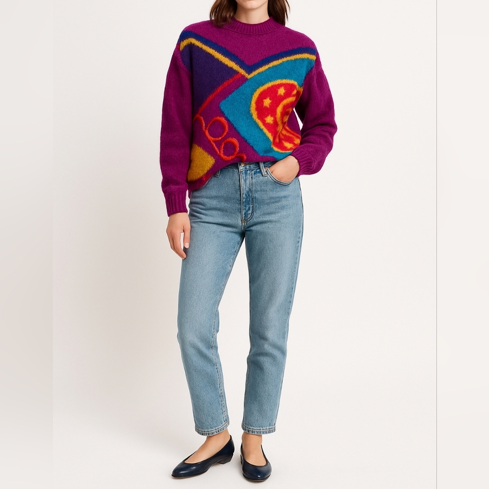 VINTAGE WESTERN CONNECTION Retro Abstract Sweater | M | 80s Eclectic Statment